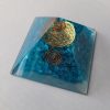 Blue Onyx Chakra Balancing Orgone Pyramid with Crystal Point Metal Flower of Life